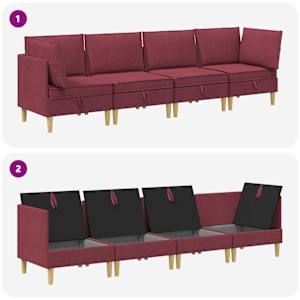 Modulární pohovka se storage 4 pcs Víno Červené Textil - obrázek 8
