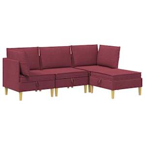 vidaXL Modulaarne diivanisari koos ladustamisega 4 tk Veinpunane