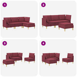 Modulární pohovka se storage 4 pcs Víno Červené Textil - obrázek 10