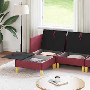 Modulární pohovka se storage 5 pcs Víno Červené Textil - obrázek 3