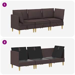 Modulární pohovka se storage 3 pcs Tmavě hnědá Textil - obrázek 8