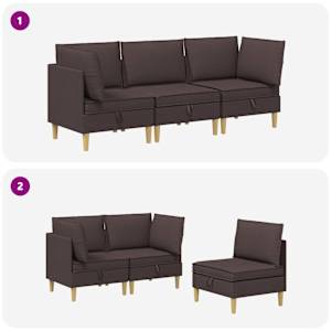 Modulární pohovka se storage 3 pcs Tmavě hnědá Textil - obrázek 9