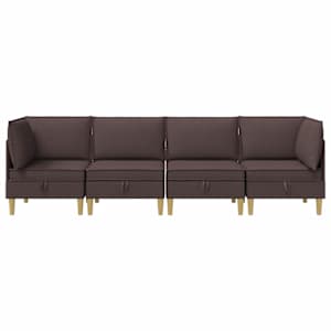 Modulární pohovka se storage 4 pcs Tmavě hnědá Textil - obrázek 6