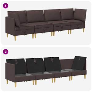 Modulární pohovka se storage 4 pcs Tmavě hnědá Textil - obrázek 8
