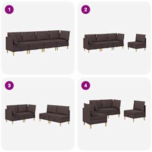 Modulární pohovka se storage 4 pcs Tmavě hnědá Textil - obrázek 9