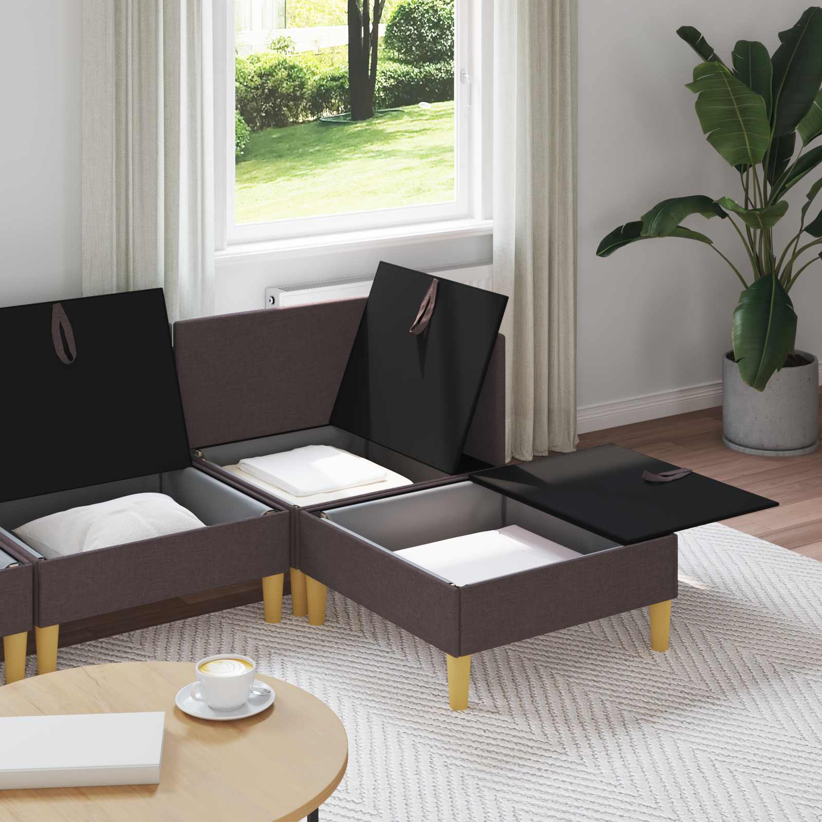 Modulsoffor med förvaring 4 pcs Mörkbrun