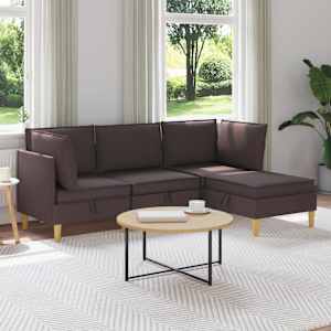 Modulární pohovka se storage 4 pcs Tmavě hnědá Textil - obrázek 1