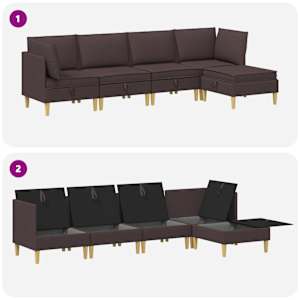 Modulární pohovka se storage 5 pcs Tmavě hnědá Textil - obrázek 8