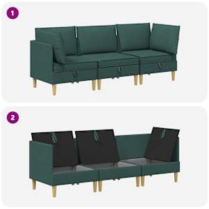 Modulární pohovka se storage 3 pcs Tmavě zelená Textil - obrázek 8