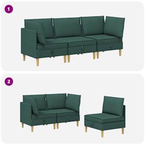 Modulární pohovka se storage 3 pcs Tmavě zelená Textil - obrázek 9