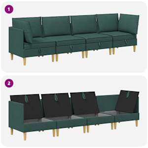 Modulární pohovka se storage 4 pcs Tmavě zelená Textil - obrázek 8