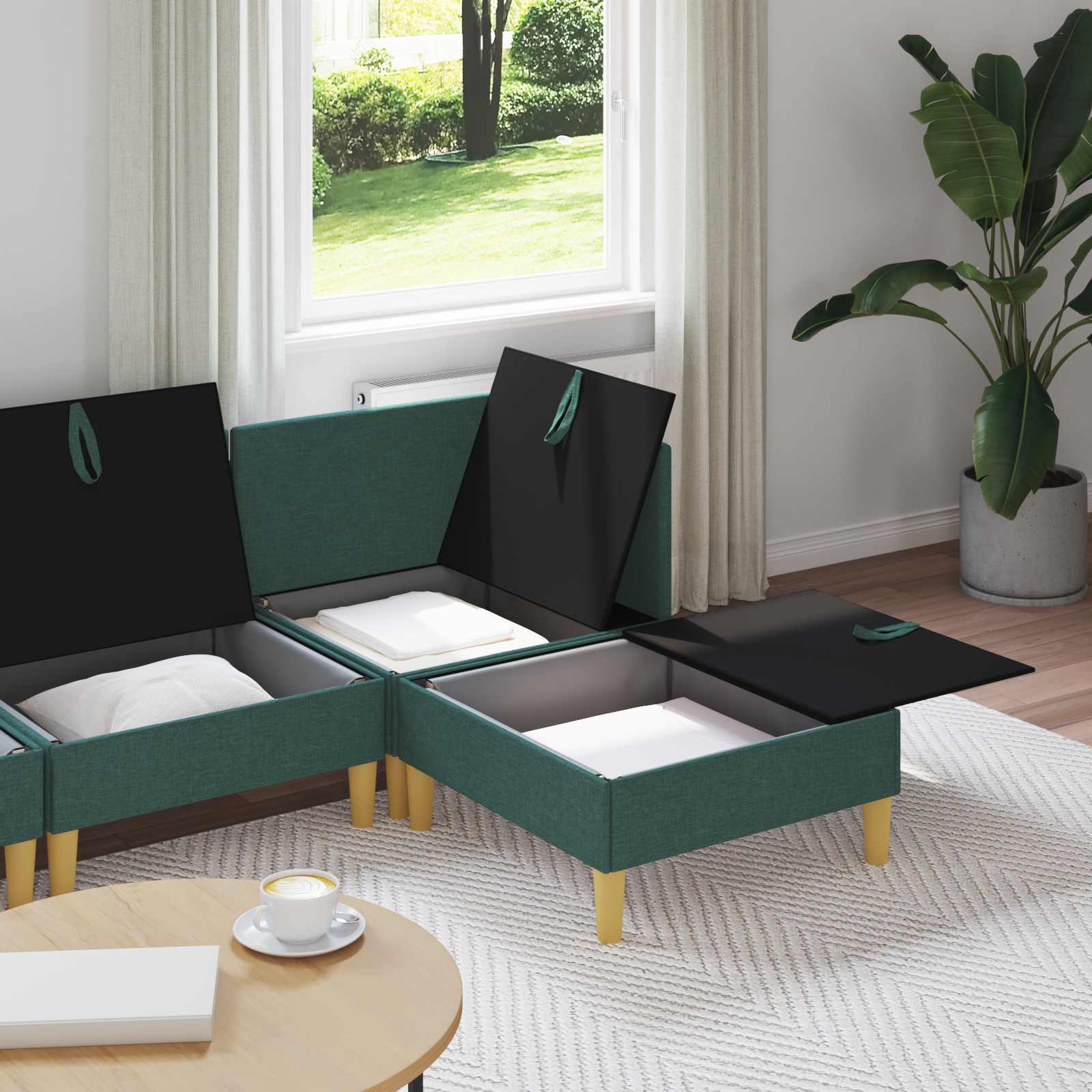 Modulsoffor med förvaring 4 pcs Mörkgrön