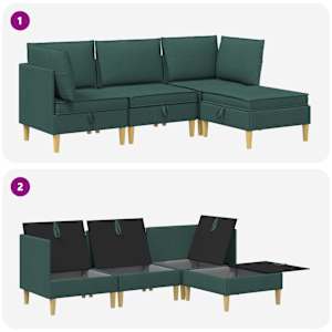Modulární pohovka se storage 4 pcs Tmavě zelená Textil - obrázek 9