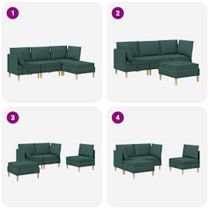 Modulární pohovka se storage 4 pcs Tmavě zelená Textil - obrázek 10