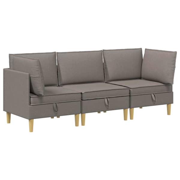 vidaXL Modulaarne diivanisari koos ladustamisega 3 tk Pruunikashall