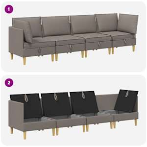 Modulární pohovka se storage 4 pcs Taupe Textil - obrázek 8