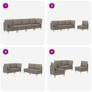 Modulární pohovka se storage 4 pcs Taupe Textil - obrázek 9