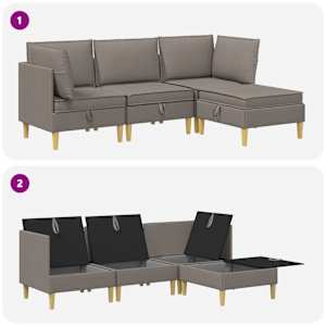 Modulární pohovka se storage 4 pcs Taupe Textil - obrázek 9