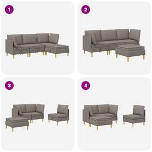 Modulární pohovka se storage 4 pcs Taupe Textil - obrázek 10