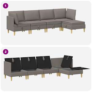 Modulární pohovka se storage 5 pcs Taupe Textil - obrázek 8