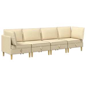 vidaXL Modulaarne diivanisari koos ladustamisega 4 tk Kreemjas kangas