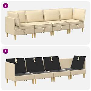 Modulární pohovka se storage 4 pcs Krémová Textil - obrázek 8