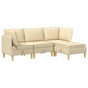 vidaXL Modulaarne diivanisari koos ladustamisega 4 tk Kreemjas kangas
