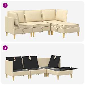 Modulární pohovka se storage 4 pcs Krémová Textil - obrázek 9