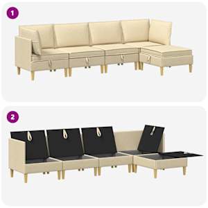 Modulární pohovka se storage 5 pcs Krémová Textil - obrázek 8