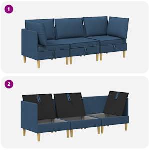 Modulární pohovka se storage 3 pcs Modrá Textil - obrázek 8