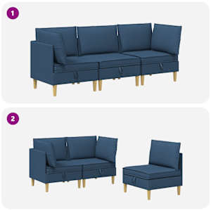 Modulární pohovka se storage 3 pcs Modrá Textil - obrázek 9