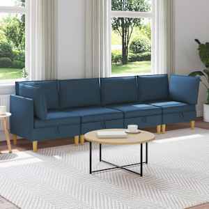 Modulární pohovka se storage 4 pcs Modrá Textil - obrázek 1