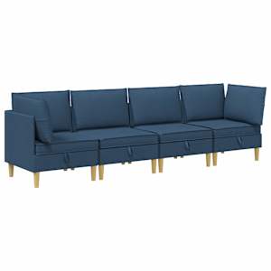 vidaXL Modulaarne diivanisari koos ladustamisega 4 tk Sinine kangas