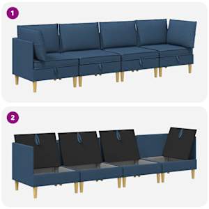Modulární pohovka se storage 4 pcs Modrá Textil - obrázek 8