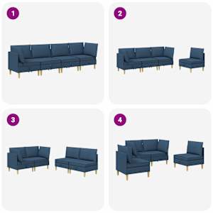 Modulární pohovka se storage 4 pcs Modrá Textil - obrázek 9