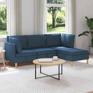 Modulární pohovka se storage 4 pcs Modrá Textil - obrázek 1