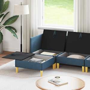 Modulární pohovka se storage 5 pcs Modrá Textil - obrázek 3