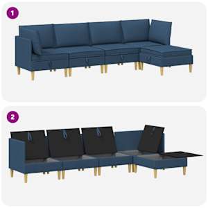 Modulární pohovka se storage 5 pcs Modrá Textil - obrázek 8