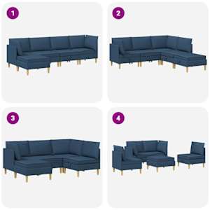 Modulární pohovka se storage 5 pcs Modrá Textil - obrázek 9