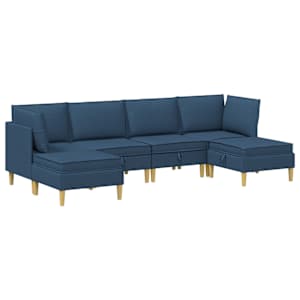 vidaXL Modulaarne diivanisari koos ladustamisega 6 tk Sinine kangas