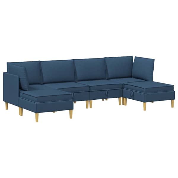 vidaXL Modulaarne diivanisari koos ladustamisega 6 tk Sinine kangas