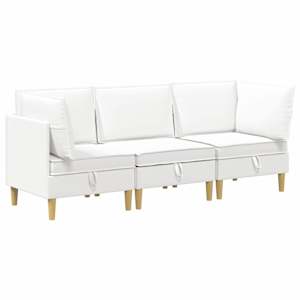 vidaXL Modulaarne diivanisari koos ladustamisega 3 tk Valge kangas