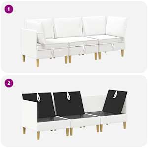 Modulární pohovka se storage 3 pcs Bílá Textil - obrázek 8