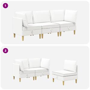 Modulární pohovka se storage 3 pcs Bílá Textil - obrázek 9