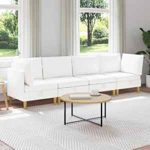 Modulární pohovka se storage 4 pcs Bílá Textil - obrázek 1