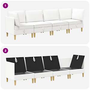 Modulární pohovka se storage 4 pcs Bílá Textil - obrázek 8