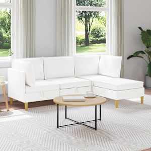 Modulární pohovka se storage 4 pcs Bílá Textil - obrázek 1