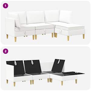 Modulární pohovka se storage 4 pcs Bílá Textil - obrázek 9
