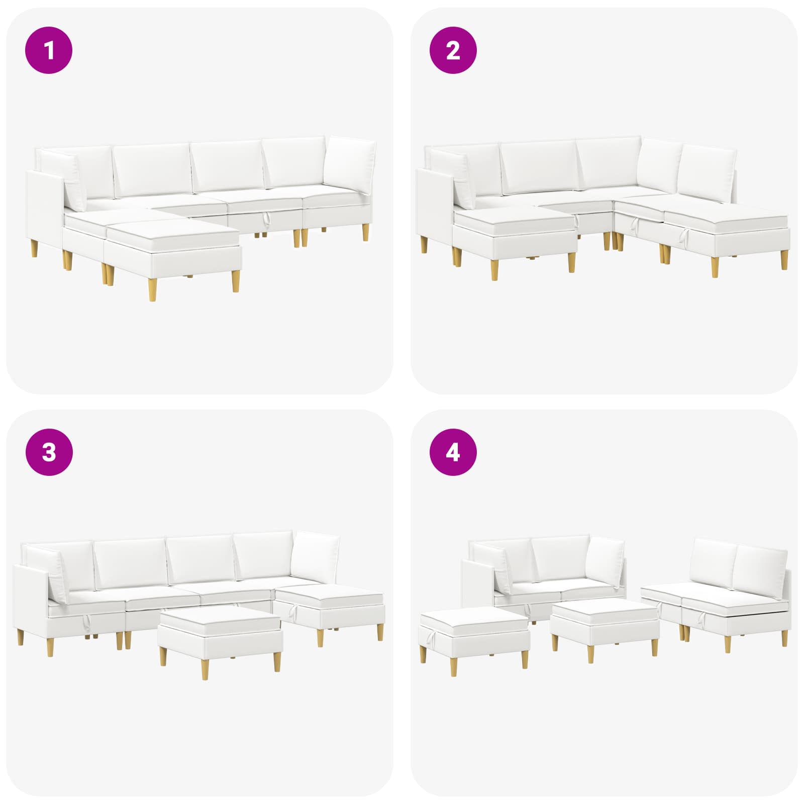 vidaXL Modular Sofa Set mit Stauraum 6 stk. Weiß 280 x 140 x 82 cm – Bild 9
