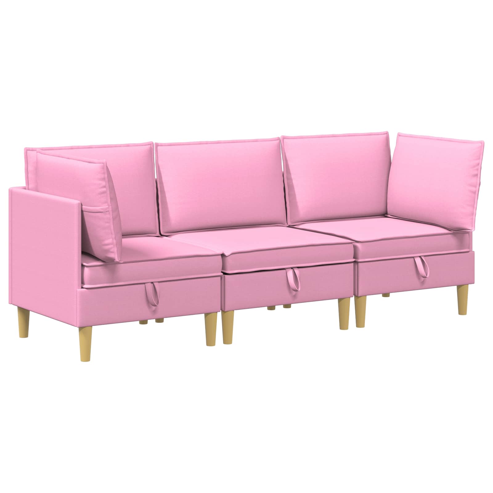 VidaXL Woonkamer Meubelset Met Kussen Met Opslag 3 Pcs Roze Stof